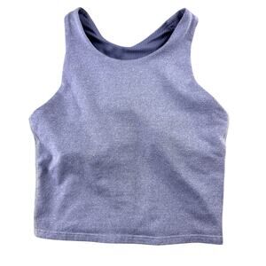 Athleta Conscious Crop Top Sport‎ Bra XS Gray High Neck Pull On Shelf Bra